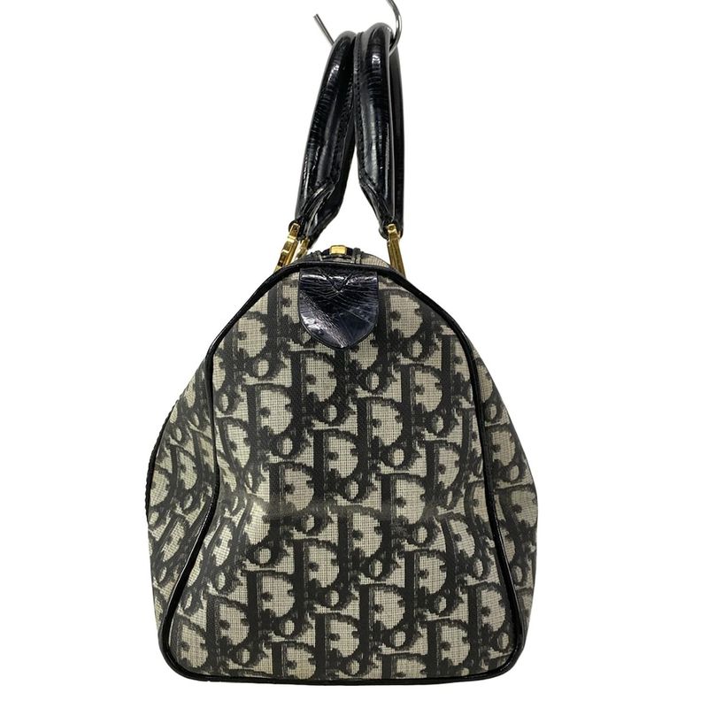 Dior Christian Dior Handbag Trotter Black X Ivory Mini Boston Leather