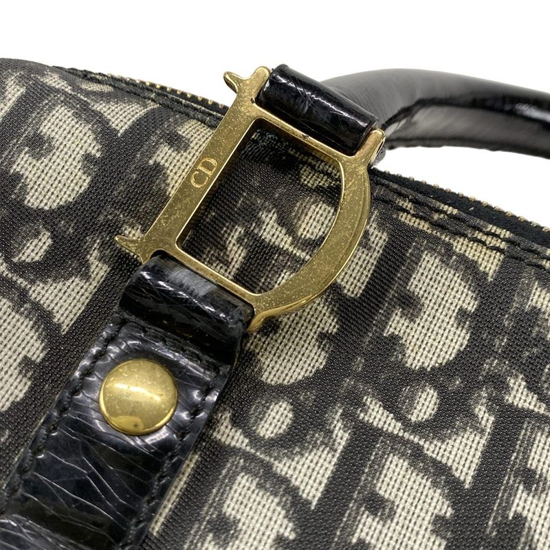 Dior Christian Dior Handbag Trotter Black X Ivory Mini Boston Leather