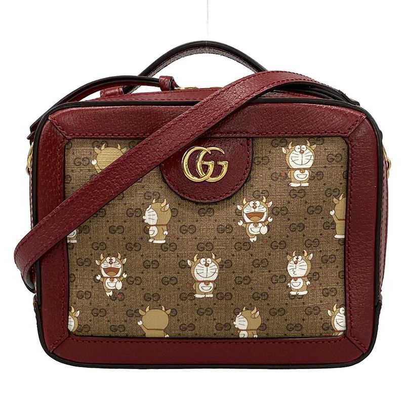 Gucci Shoulder Bag Micro Ggggmarmont 655596 Brown X Bordeaux X Multi Doraemon