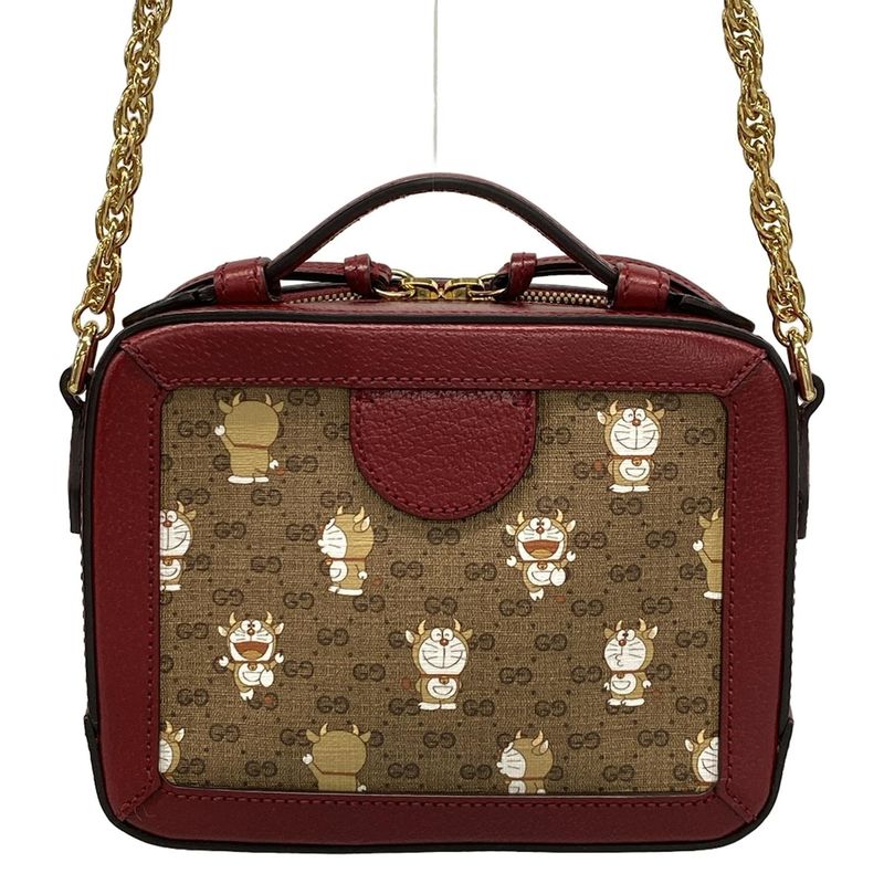 Gucci Shoulder Bag Micro Ggggmarmont 655596 Brown X Bordeaux X Multi Doraemon