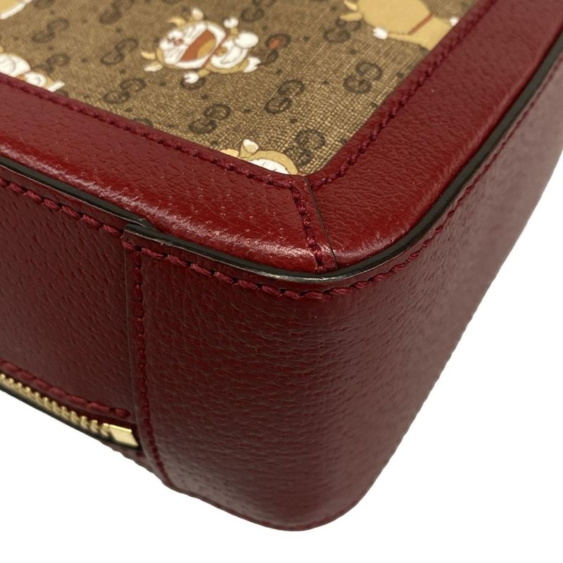 Gucci Shoulder Bag Micro Ggggmarmont 655596 Brown X Bordeaux X Multi Doraemon