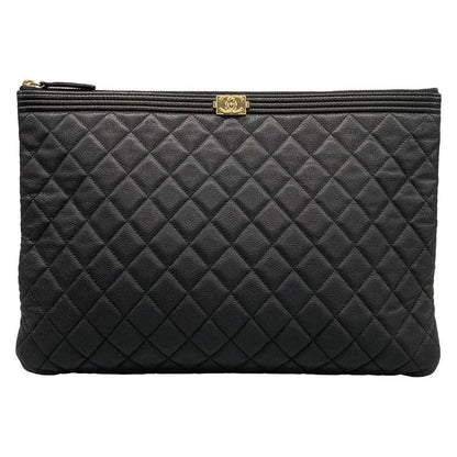 Chanel Clutch Bag Boy Chanel Black Silver Hardware
