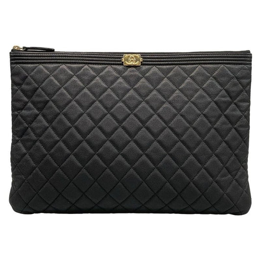 Chanel Clutch Bag Boy Chanel Black Silver Hardware