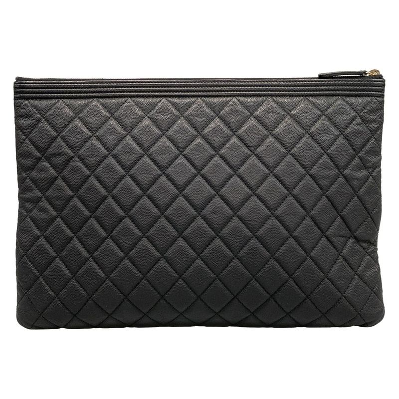 Chanel Clutch Bag Boy Chanel Black Silver Hardware