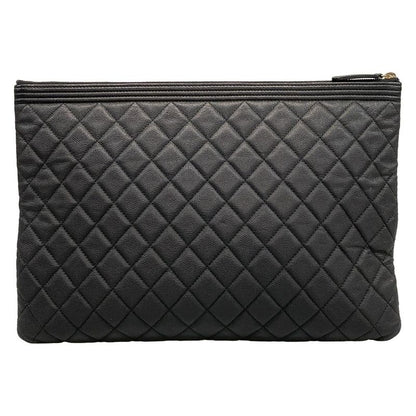 Chanel Clutch Bag Boy Chanel Black Silver Hardware