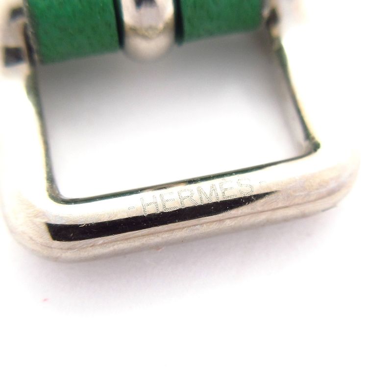 Hermes Bracelet Mall Leather Green X Silver