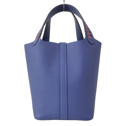 Hermes Handbag Picotan Lock Tresage De Cuir PM Blue Brighton X Capucines X Blue