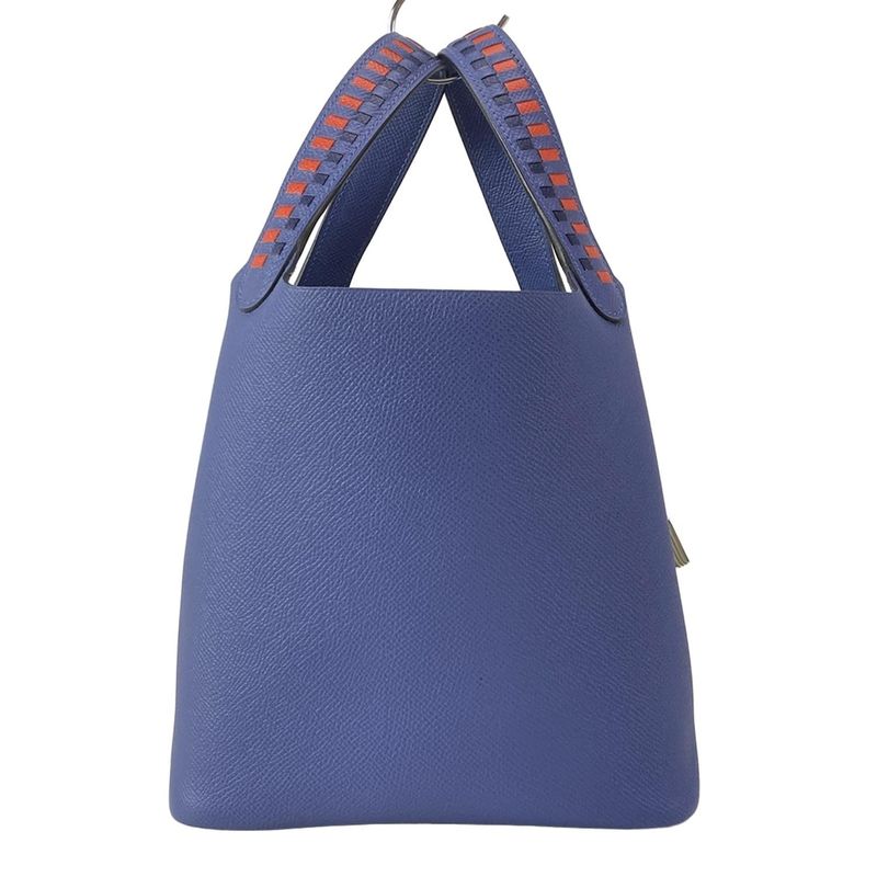 Hermes Handbag Picotan Lock Tresage De Cuir PM Blue Brighton X Capucines X Blue