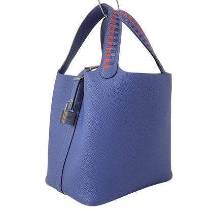 Hermes Handbag Picotan Lock Tresage De Cuir PM Blue Brighton X Capucines X Blue