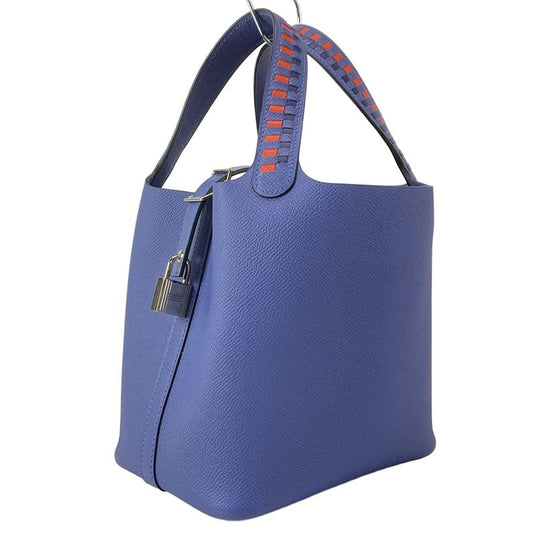 Hermes Handbag Picotan Lock Tresage De Cuir PM Blue Brighton X Capucines X Blue