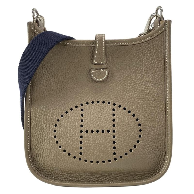 Hermes Shoulder Bag Evelyn TPM Amazon Etoupe × Blue Indigo Silver Hardware