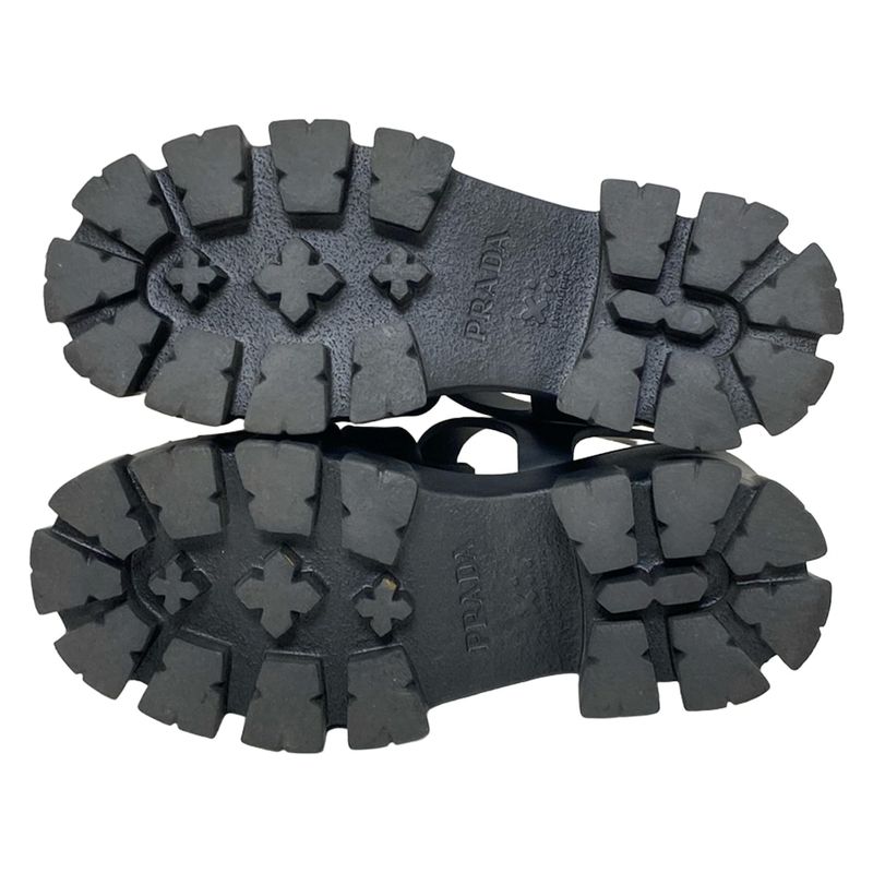 Prada Sandals 36 Women's Monolith Foam Rubber Sandals Black Triangle Logo