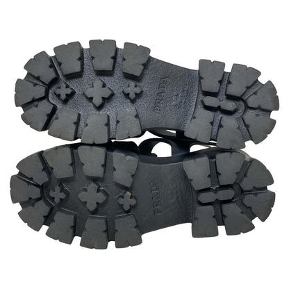 Prada Sandals 36 Women's Monolith Foam Rubber Sandals Black Triangle Logo