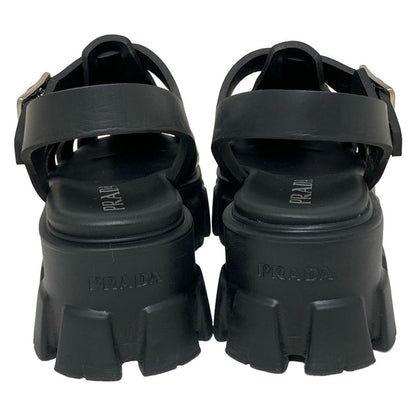 Prada Sandals 36 Women's Monolith Foam Rubber Sandals Black Triangle Logo