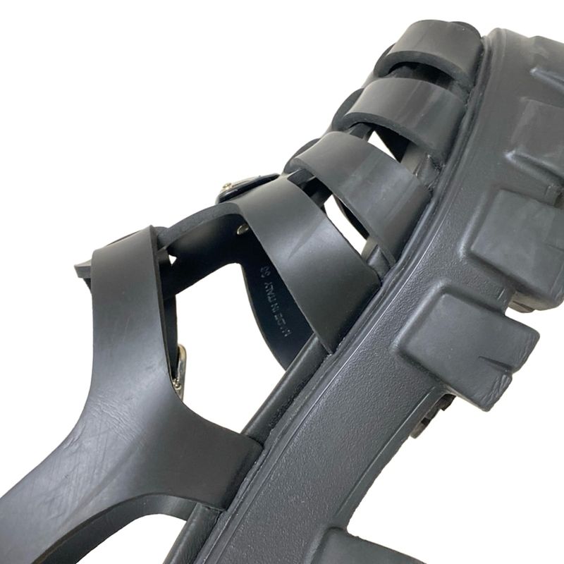 Prada Sandals 36 Women's Monolith Foam Rubber Sandals Black Triangle Logo