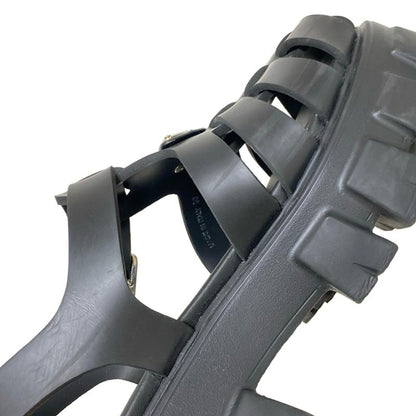 Prada Sandals 36 Women's Monolith Foam Rubber Sandals Black Triangle Logo