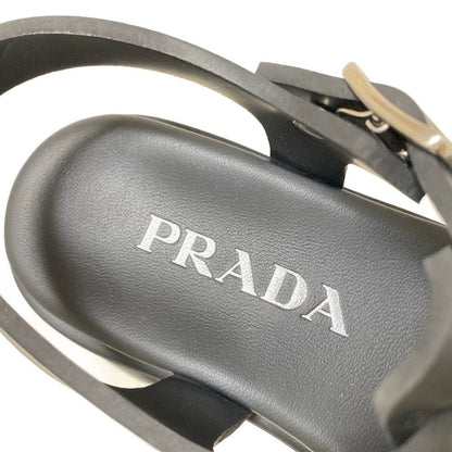 Prada Sandals 36 Women's Monolith Foam Rubber Sandals Black Triangle Logo