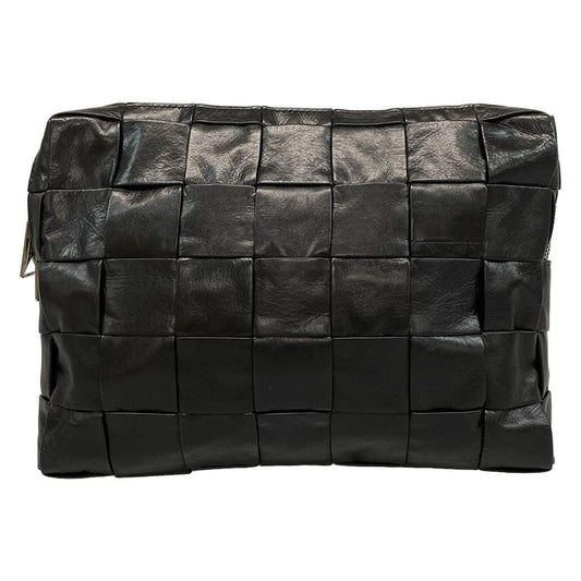 Bottega Veneta Clutch Bag Maxi Intrecciato Black Leather