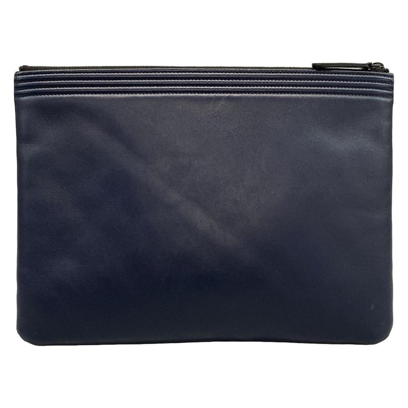 Chanel Clutch Bag Boy Chanel Dark Navy X Black Hardware Lambskin