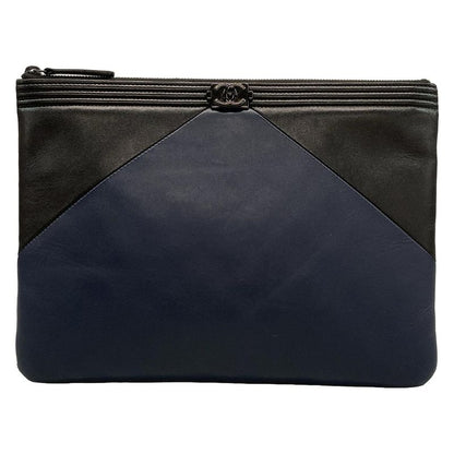 Chanel Clutch Bag Boy Chanel Dark Navy X Black Hardware Lambskin