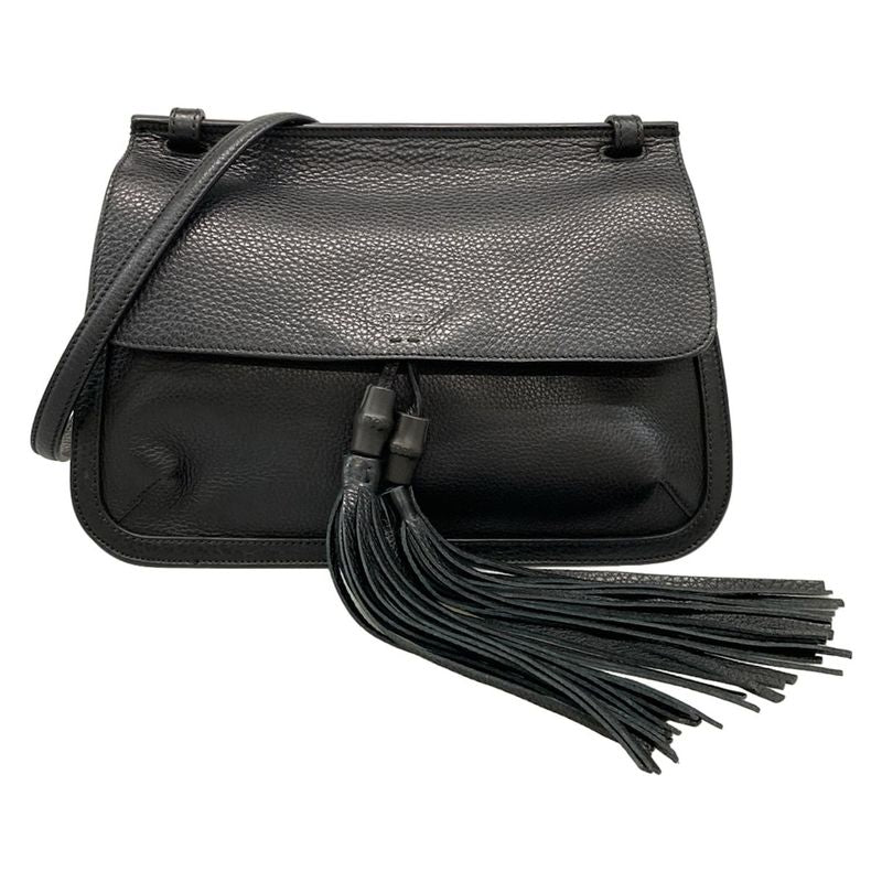 Gucci Shoulder Bag Bamboo Daily 370826 Black Leather