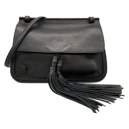 Gucci Shoulder Bag Bamboo Daily 370826 Black Leather