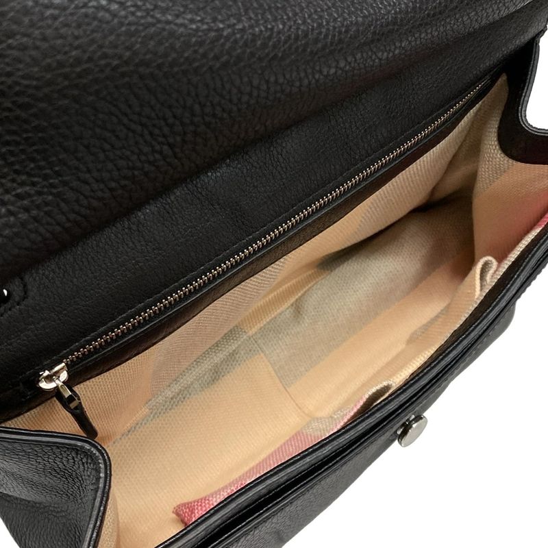 Gucci Shoulder Bag Bamboo Daily 370826 Black Leather