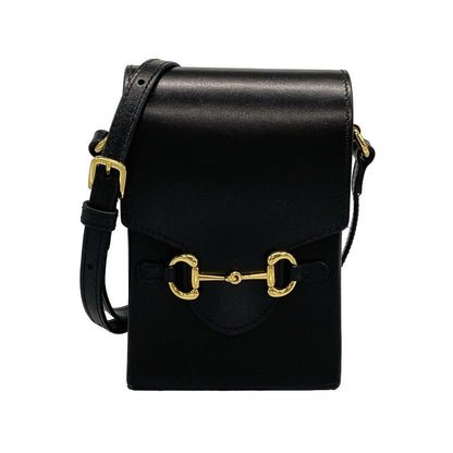 Gucci Shoulder Bag Horsebit 1955 625615 Black Leather