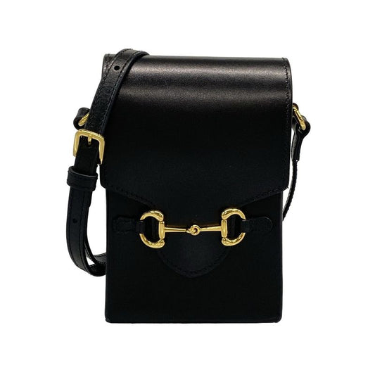 Gucci Shoulder Bag Horsebit 1955 625615 Black Leather