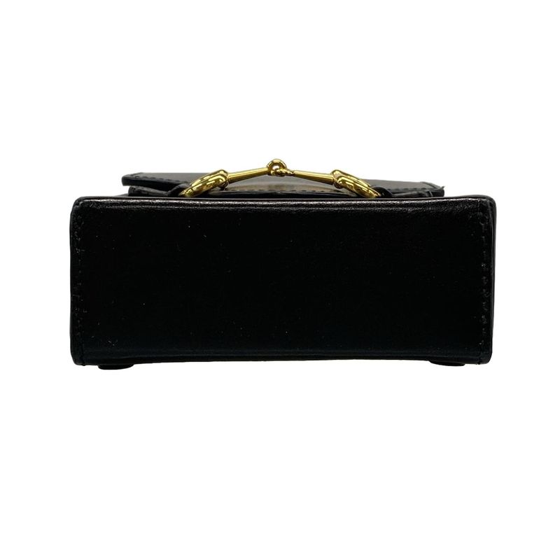 Gucci Shoulder Bag Horsebit 1955 625615 Black Leather