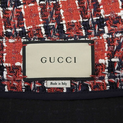 Gucci Cotton Blend Taiga Buttoned Plaid Knee Length Tweed Skirt Multi