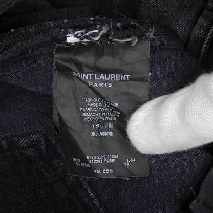 Saint Laurent Paris D02 W Sk-mw Eddie Period Zip Hem Black Denim