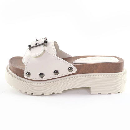 Christian Diorquake Belt Design Leather Slide Sandals White 35 Made In Italy