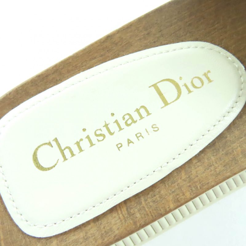 Christian Diorquake Belt Design Leather Slide Sandals White 35 Made In Italy