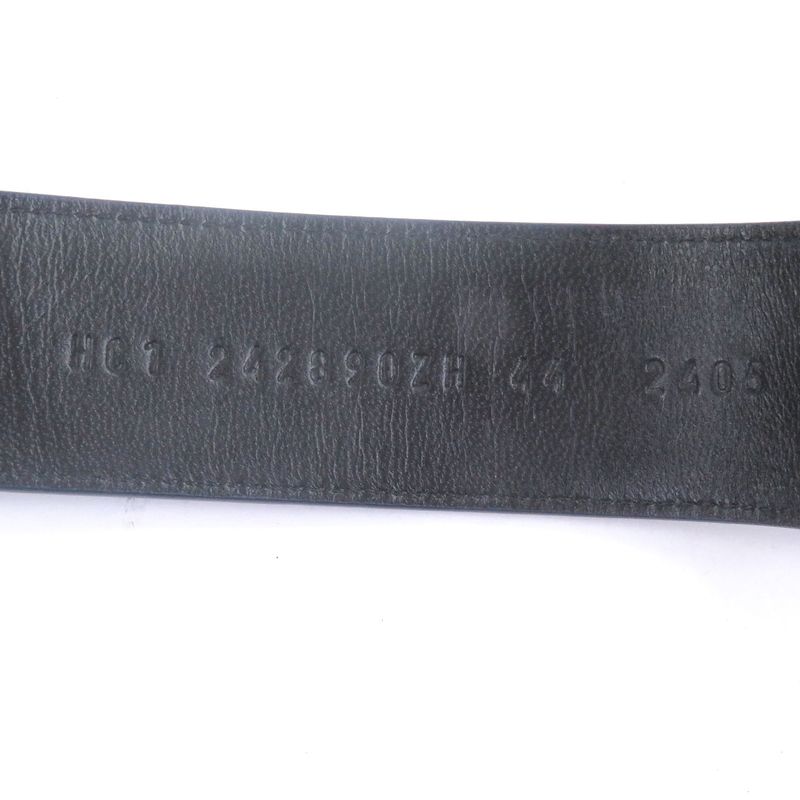 □hermes Chypre Leather H Logo Design Shower Sandals Slide Sandals Black Blue 44