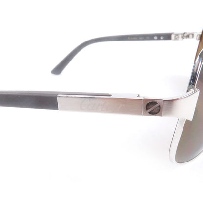 Cartier Santos De Two Bridge Eyewear Sunglasses Silver Brown Lens