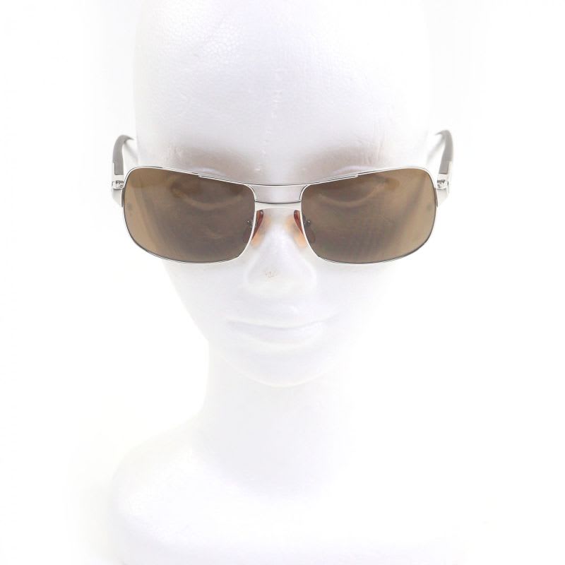 Cartier Santos De Two Bridge Eyewear Sunglasses Silver Brown Lens