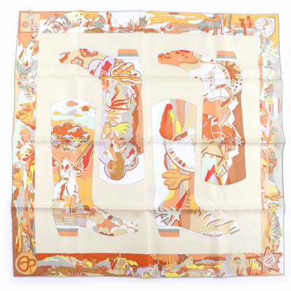 Hermes Kale90 Bottes Story Boots Story 100% Silk Cles Room Orange Cui Gray