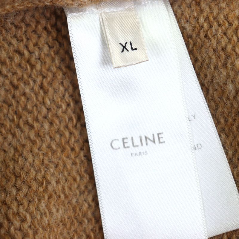 Celine 2 E 100% Wool Crew Neck Pullover Knit Sweater Light Brown XL