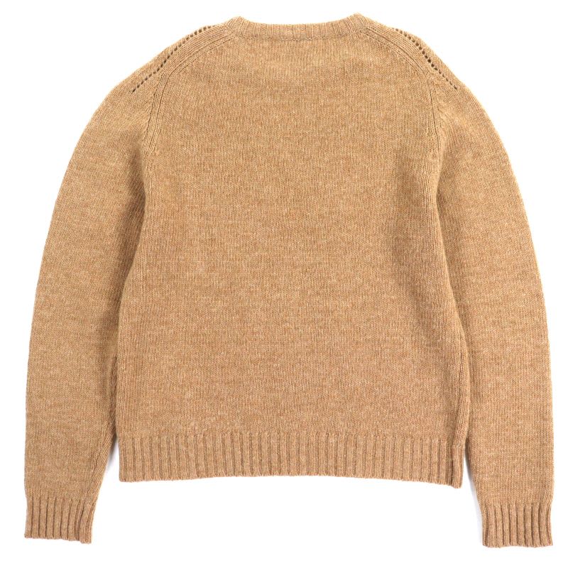 Celine 2 E 100% Wool Crew Neck Pullover Knit Sweater Light Brown XL