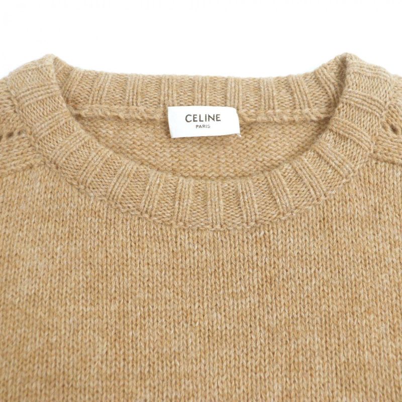 Celine 2 E 100% Wool Crew Neck Pullover Knit Sweater Light Brown XL