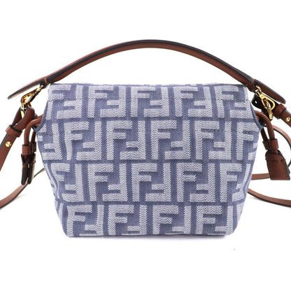 Fendi 2025 8 Bs105 Mamma Baguette Small Denim Zucca Pattern FF Hand Shoulder Bag Gray