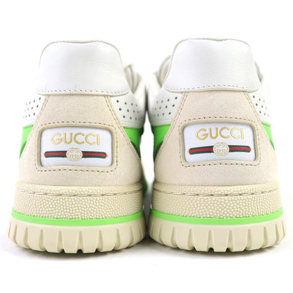 △gucci 785452 Reweb GG Canvas Leather Sneakers White Beige Green 36.5 Box And
