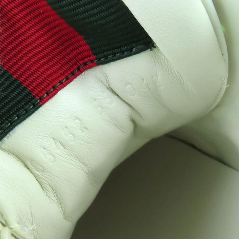 △gucci 785452 Reweb GG Canvas Leather Sneakers White Beige Green 36.5 Box And
