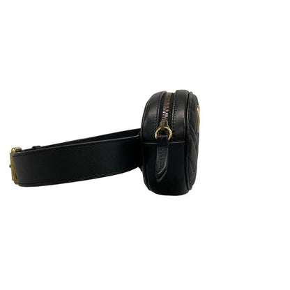 Gucci Waist Pouch Ggmarmont Quilted Leather Belt Bag 476434 Black Heart Leather