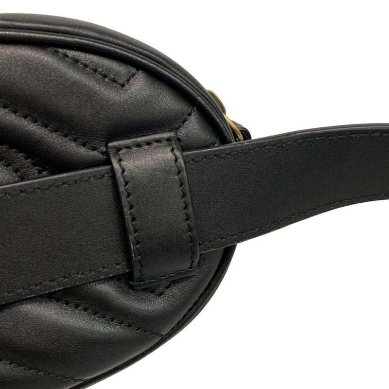Gucci Waist Pouch Ggmarmont Quilted Leather Belt Bag 476434 Black Heart Leather