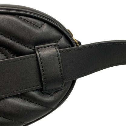 Gucci Waist Pouch Ggmarmont Quilted Leather Belt Bag 476434 Black Heart Leather
