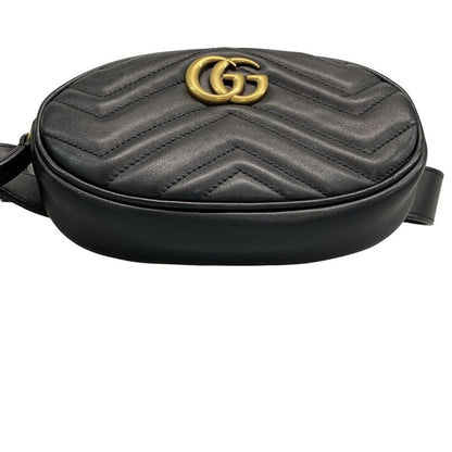 Gucci Waist Pouch Ggmarmont Quilted Leather Belt Bag 476434 Black Heart Leather