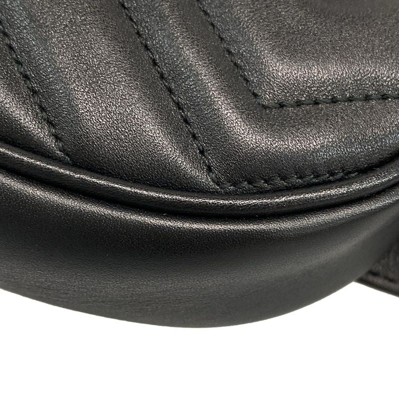 Gucci Waist Pouch Ggmarmont Quilted Leather Belt Bag 476434 Black Heart Leather
