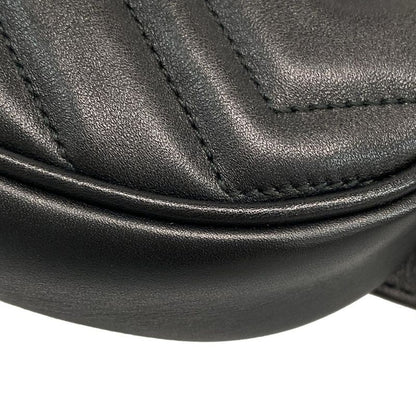 Gucci Waist Pouch Ggmarmont Quilted Leather Belt Bag 476434 Black Heart Leather